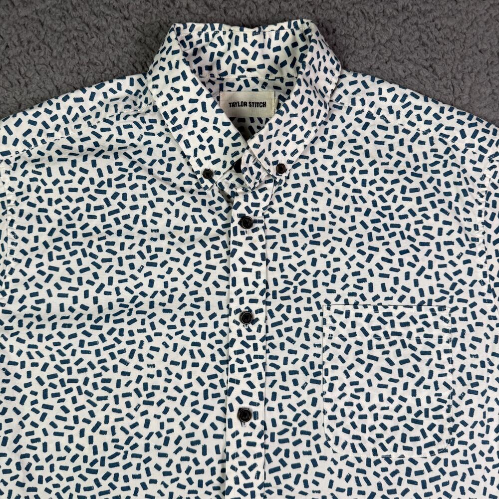 Taylor Stitch Shirt Mens 40 (M) The Short Sleeve Jack in Brush Strokes Button